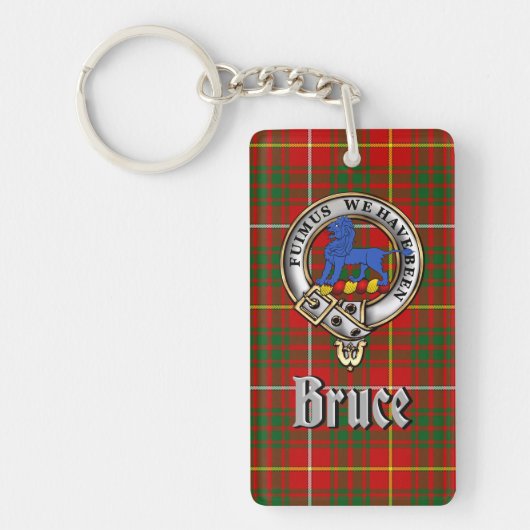 Bruce Clan Badge/Tartan Rectangle Schlüsselanhänger (Vorderseite)