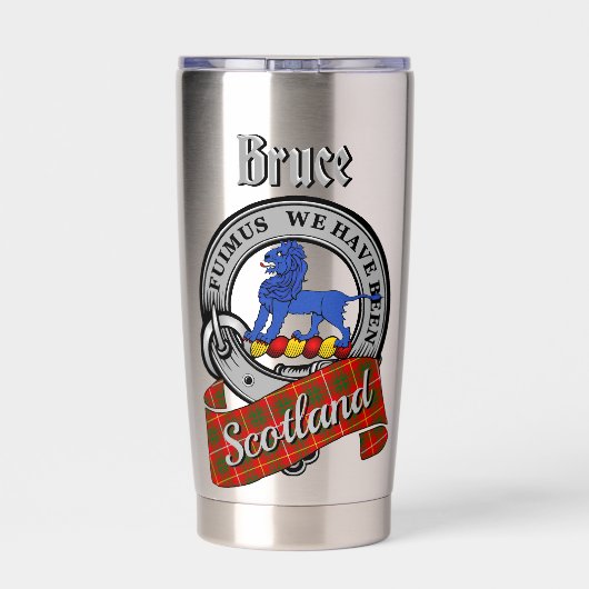 Bruce Clan Badge & Tartan Thermobecher (Rückseite)