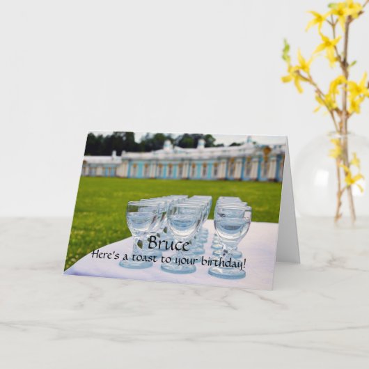 Bruce Happy Birthday, Vodka Shots Catherine Palace Karte (Gelbe Blume)