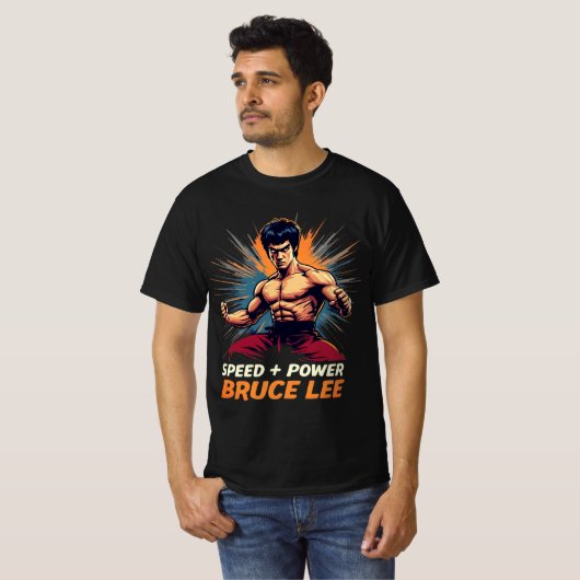 Bruce Lee "Speed + Power" Grafik T-Shirt (Vorne ganz)