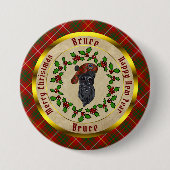 Bruce Scottie Dog Christmas Button (Vorderseite)