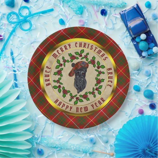 Bruce Scottie Dog Christmas Pappteller (Party)