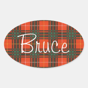 Bruce Scottish Tartan Ovaler Aufkleber