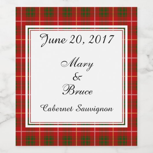 Bruce Scottish Wedding Wine Label Weinetikett (Einzelnes Label)