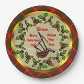 Bruce Tartan Bagpipe Holiday Pappteller (Vorderseite)