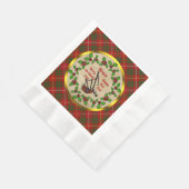 Bruce Tartan Bagpipe / Holly Christmas Serviette (Ecke)