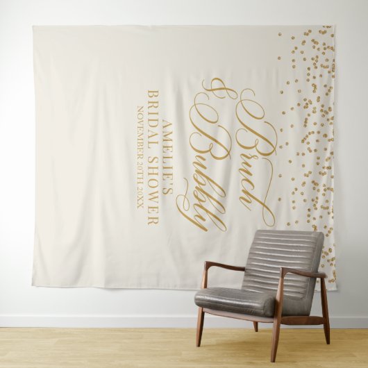 Bruch and bubbly cream glitter gold backdrop wandteppich (Beispiel (Horizontal))