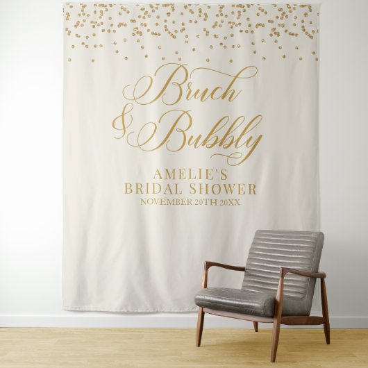 Bruch and bubbly cream glitter gold backdrop wandteppich (Beispiel)