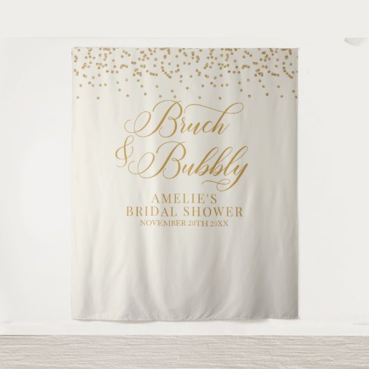 Bruch and bubbly cream glitter gold backdrop wandteppich (Vorderseite)