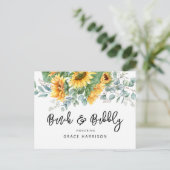 Bruch & Bubbly Brautparty Sunflower Einladungspostkarte (Stehend Vorderseite)