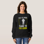 Bruch-Leg-Erholung-Spaß gebrochen Leg Krieger Sweatshirt (Vorne ganz)
