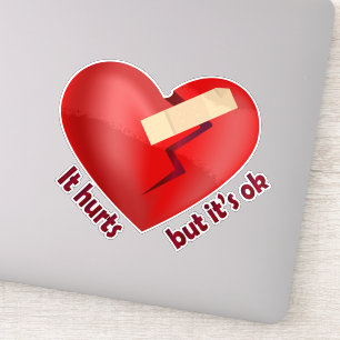 Brüchendes Herz geheilt mit Pflaster und Zitat zum Aufkleber