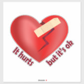 Brüchendes Herz geheilt mit Pflaster und Zitat zum Aufkleber (Blatt)