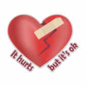 Brüchendes Herz geheilt mit Pflaster und Zitat zum Aufkleber (Vorderseite)