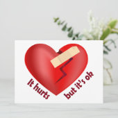 Brüchendes Herz geheilt mit Pflaster und Zitat zum Dankeskarte (Stehend Vorderseite)