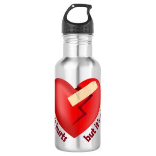 Brüchendes Herz geheilt mit Pflaster und Zitat zum Edelstahlflasche