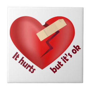 Brüchendes Herz geheilt mit Pflaster und Zitat zum Fliese