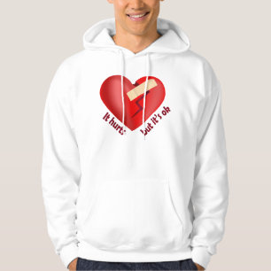 Brüchendes Herz geheilt mit Pflaster und Zitat zum Hoodie