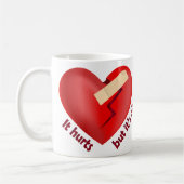 Brüchendes Herz geheilt mit Pflaster und Zitat zum Kaffeetasse (Links)