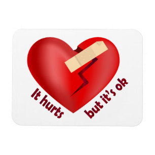 Brüchendes Herz geheilt mit Pflaster und Zitat zum Magnet