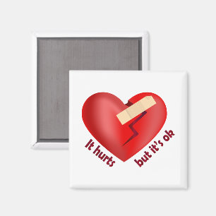 Brüchendes Herz geheilt mit Pflaster und Zitat zum Magnet