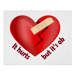 Brüchendes Herz geheilt mit Pflaster und Zitat zum Poster