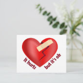 Brüchendes Herz geheilt mit Pflaster und Zitat zum Postkarte (Stehend Vorderseite)