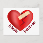 Brüchendes Herz geheilt mit Pflaster und Zitat zum Postkarte (Vorderseite)