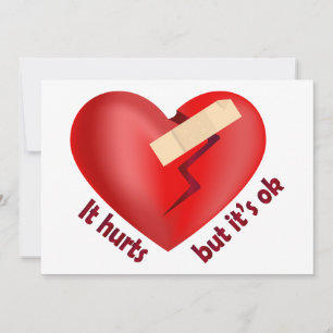 Brüchendes Herz geheilt mit Pflaster und Zitat zum Save The Date