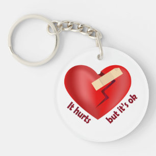 Brüchendes Herz geheilt mit Pflaster und Zitat zum Schlüsselanhänger
