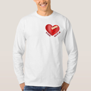 Brüchendes Herz geheilt mit Pflaster und Zitat zum T-Shirt