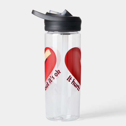 Brüchendes Herz geheilt mit Pflaster und Zitat zum Trinkflasche (Rechts)