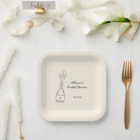 Bruchselnde Champagnerflasche Brausebad für die Br Pappteller (Hochzeit)