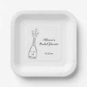Bruchsich prickelnde Champagnerflasche Brause Show Pappteller (Vorderseite)