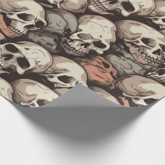 Bruchstapel von Schädeln nahtlos zeichnend Muster Geschenkpapier (Ecke)