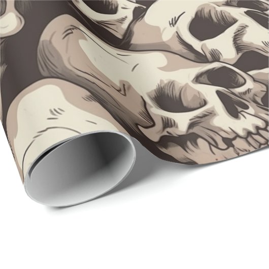 Bruchstapel von Schädeln nahtlos zeichnend Muster Geschenkpapier (Rolleneckpunkt)