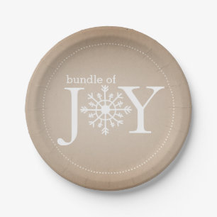 Bruchstück der Joy Neutral Winter Snow Baby Dusch Pappteller