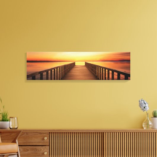 Brücke am Calm Sea Panorama Leinwand Art (Insitu (Wohnzimmer))