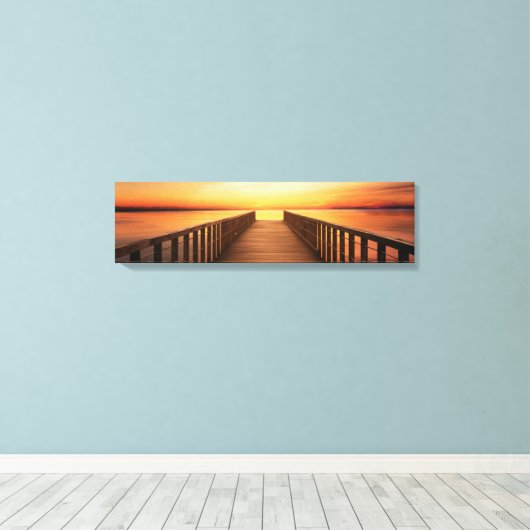 Brücke am Calm Sea Panorama Leinwand Art (Insitu (Holzboden))