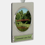 Brücke am Centennial Lake in Ellicott City Banner-Ornament Silber (Rechts)