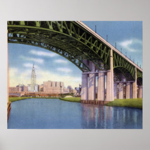 Brücke Clevelands Ohio mit Skylinen Poster