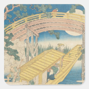Brücke durch Mondlicht, aus "Sicht auf den Berg Quadratischer Aufkleber