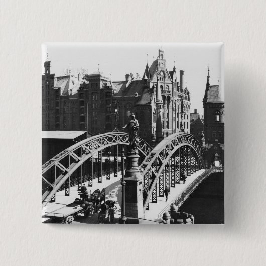 Brücke im Speicherstadt Hamburg, c.1910 Button (Vorderseite)