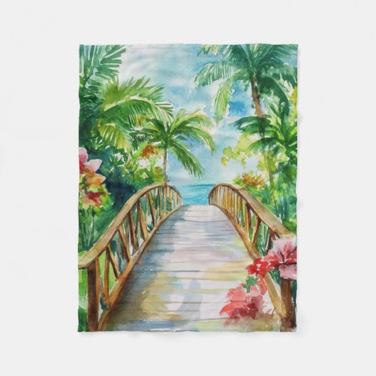 Brücke im Tropenstil Fleecedecke (Vorderseite)