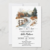 Brücke im Waldschnee in Liebe Brautparty Einladung (Vorderseite)