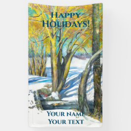 Brücke im Winter Aquarell Banner