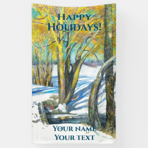 Brücke im Winter Aquarell Banner