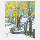 Brücke im Winter Aquarell Fleecedecke (Vorderseite)