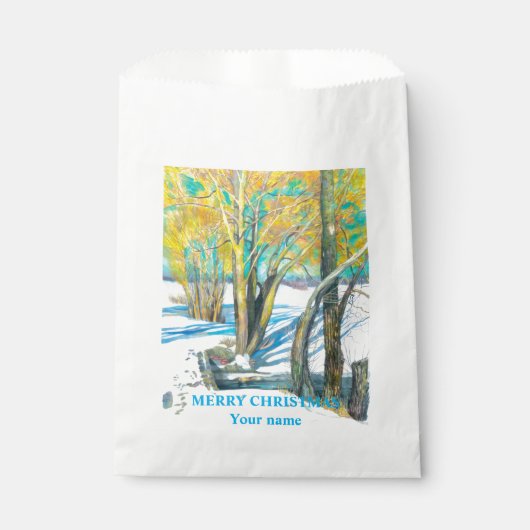 Brücke im Winter Aquarell Geschenktütchen (Vorderseite)