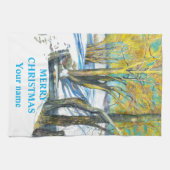 Brücke im Winter Aquarell Geschirrtuch (Horizontal)